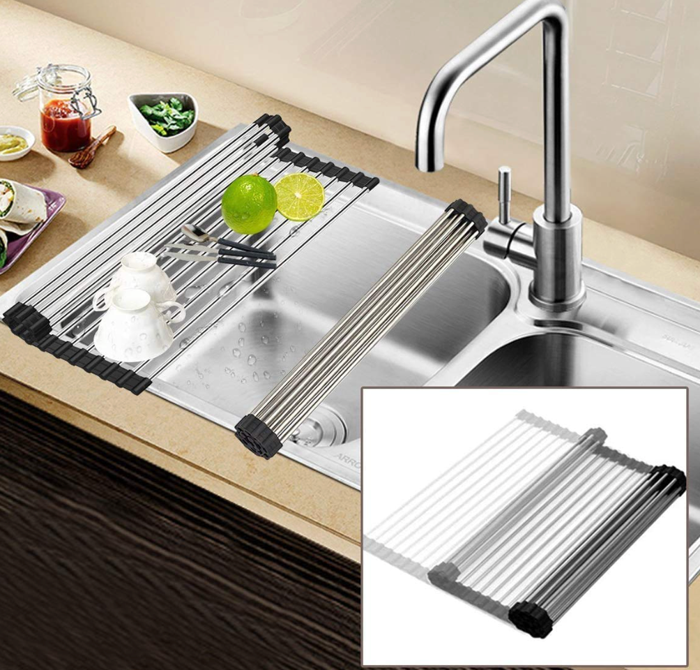Stainless Steel Draining Rack With Silicone Edge