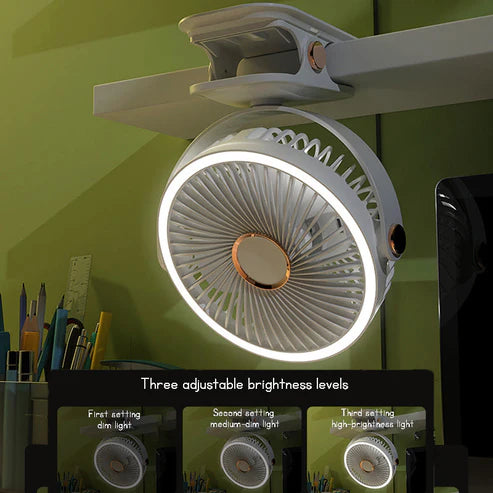 Wireless Portable Mini Clip Fan With Light