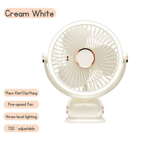 Wireless Portable Mini Clip Fan With Light