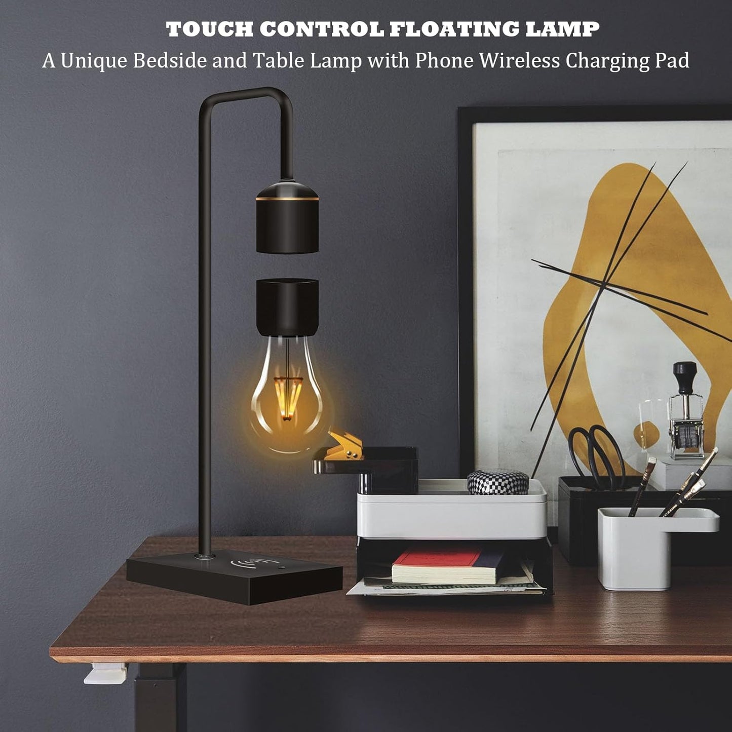 Magnetic Levitating Lamp with Built-In Wireless Charger,