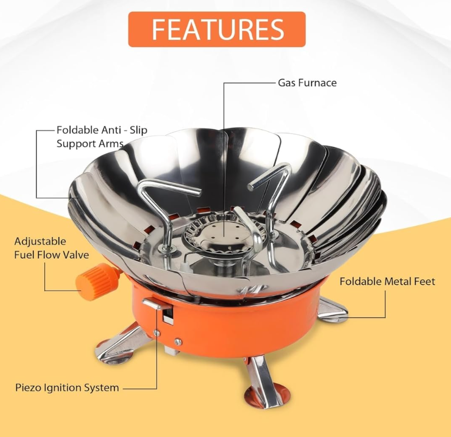 Portable Mini Windproof Lotus Shaped Outdoor Gas Stove