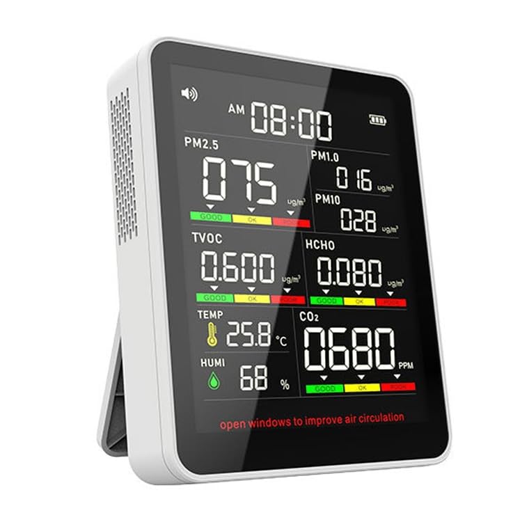 Portable 8 In 1 Gas Detector With AQI Alerts