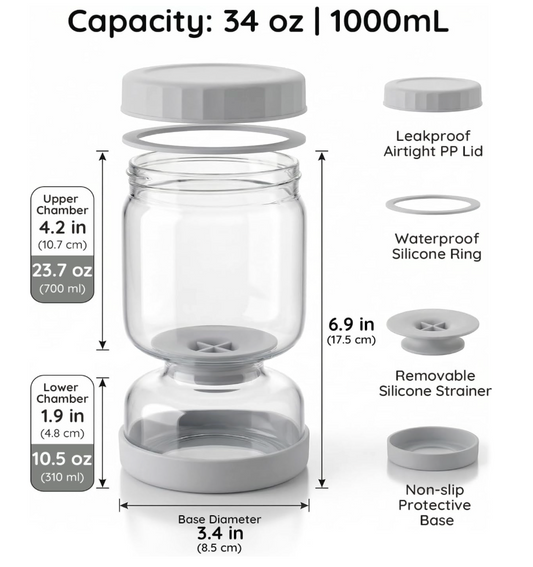 Double Layer Drain Design Glass Pickle Jar