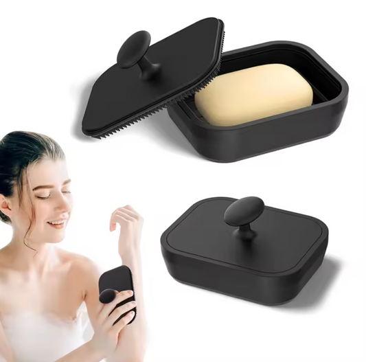 Soap Dish With Silicone Body Scrubber