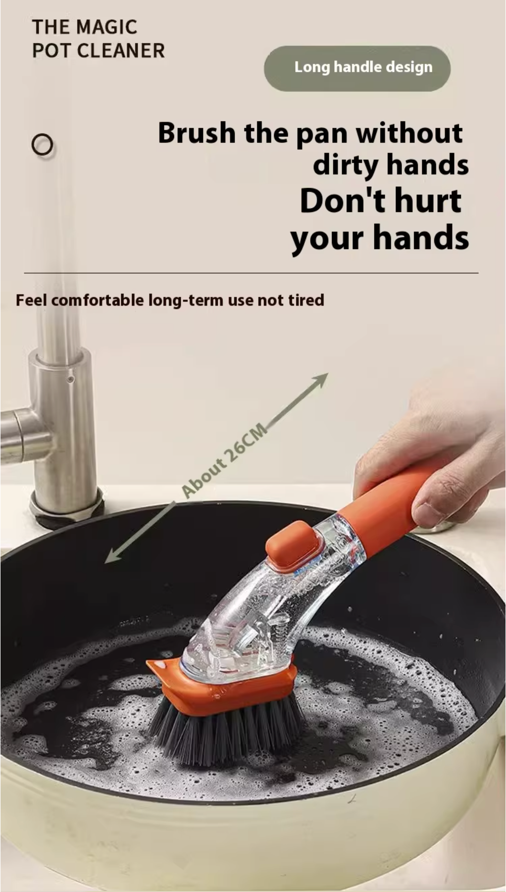 Hand Press Spillproof Dish Cleaning Brush