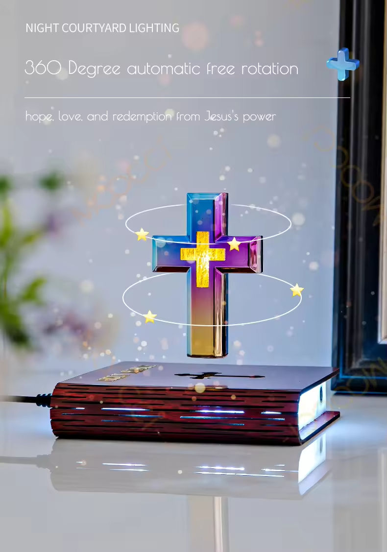 Magnetic Levitation Cross Book Lamp