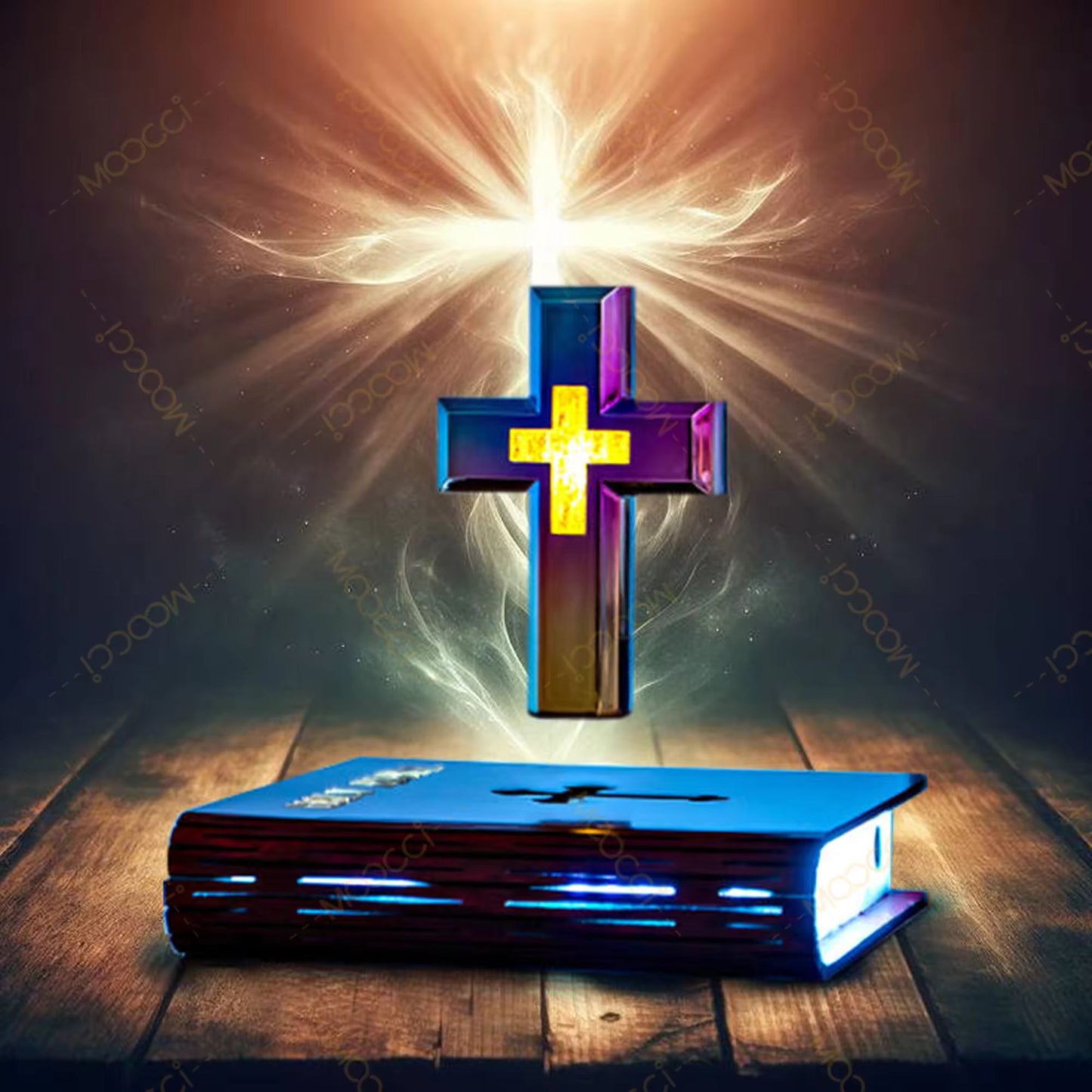 Magnetic Levitation Cross Book Lamp