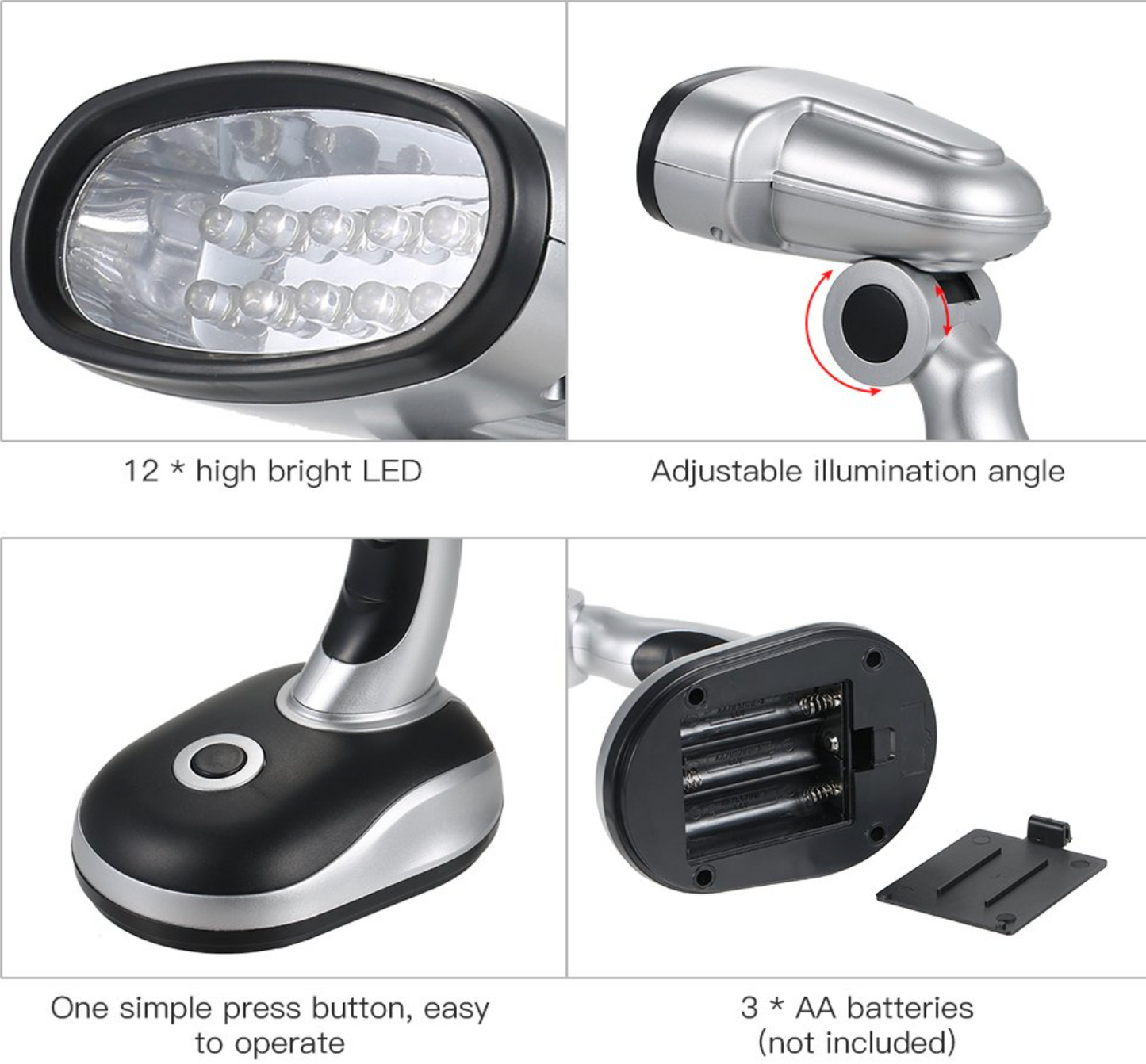 Foldable Desk Light Table Lamp with 12 LEDs