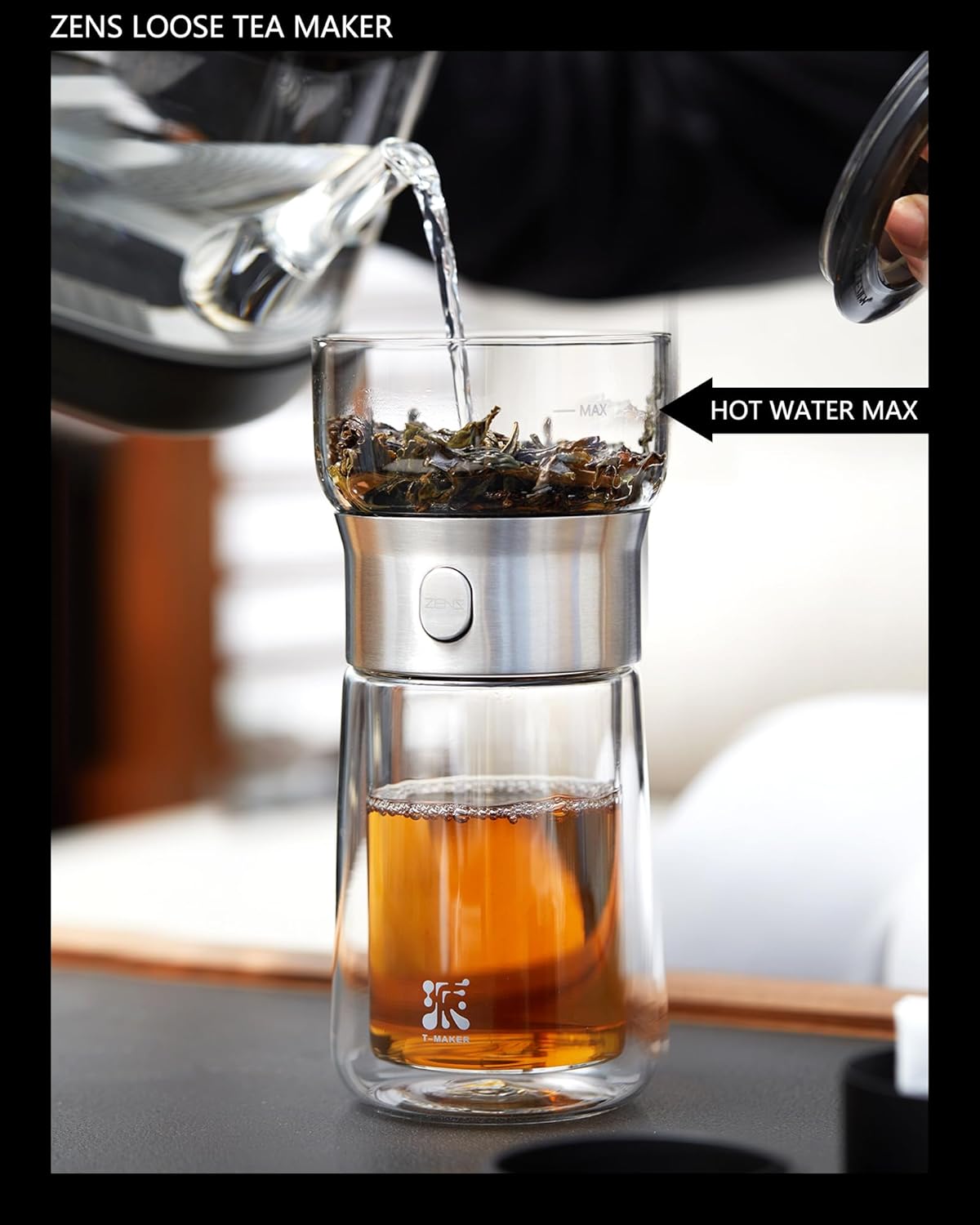 Portable Double Wall Glass Tea Cup With Infuser