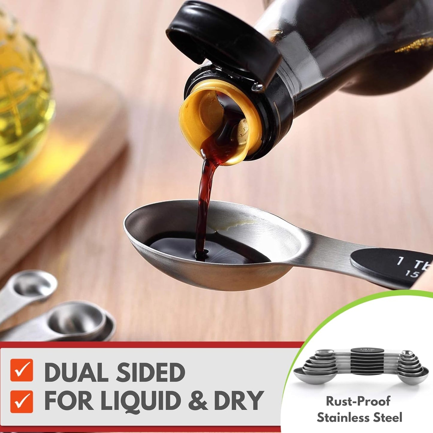 Double Sided Magnetic Stainless Steel Measuring Spoon