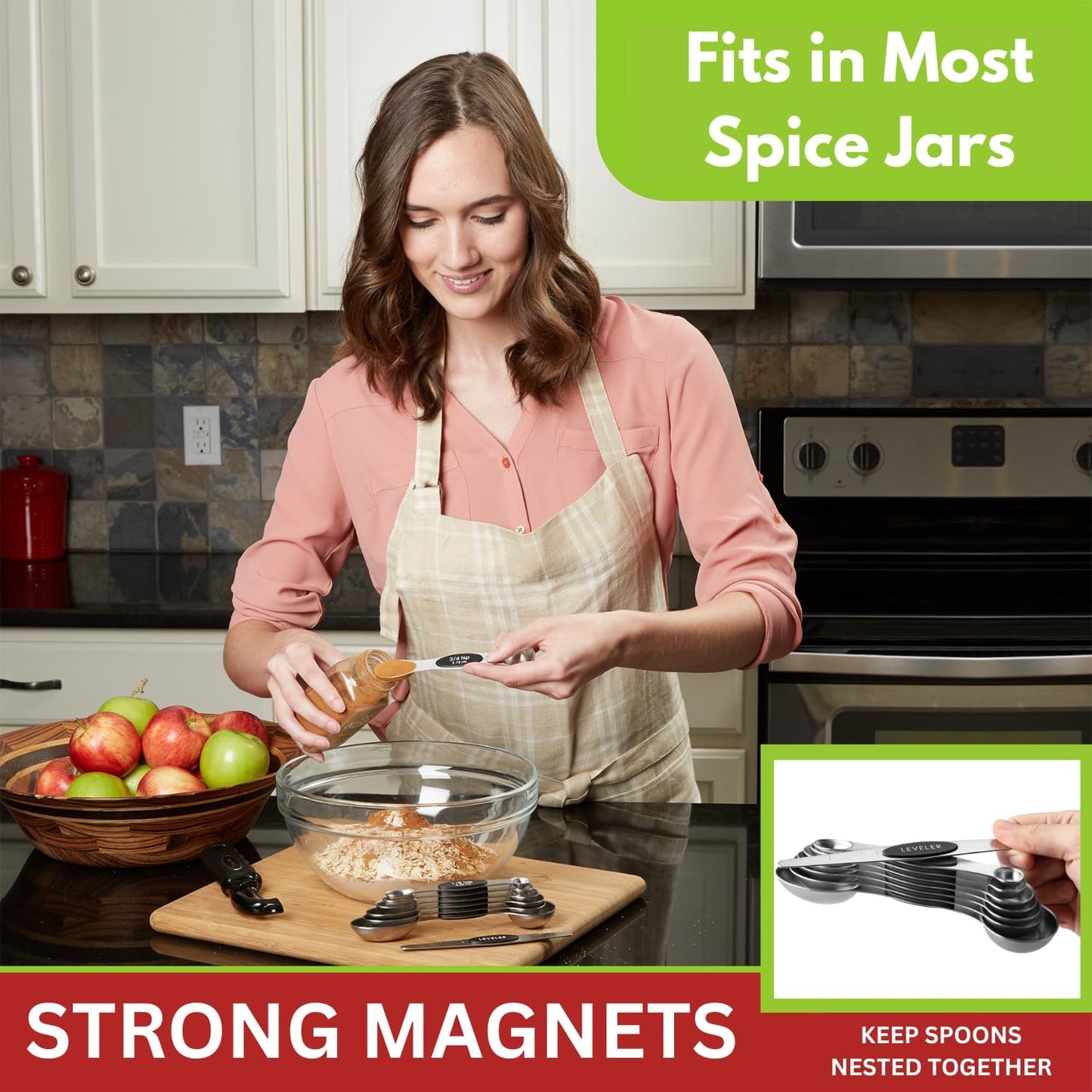 Double Sided Magnetic Stainless Steel Measuring Spoon