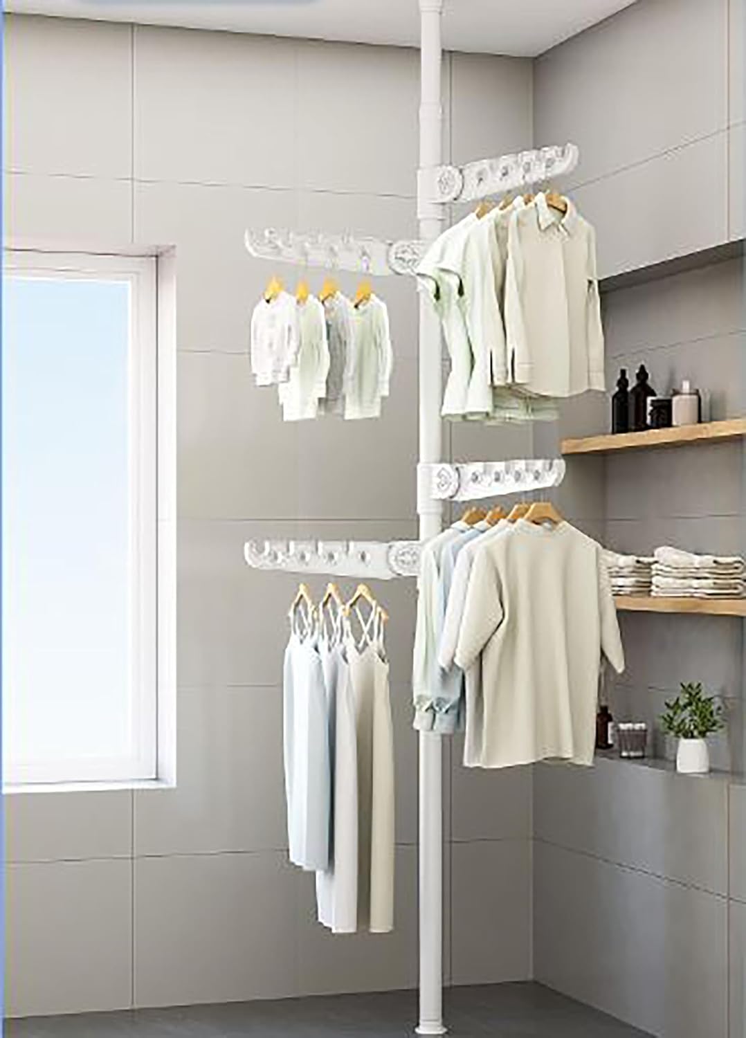 3 Tier Triple Wing Telescopic Adjustable Clothes Drying Rack