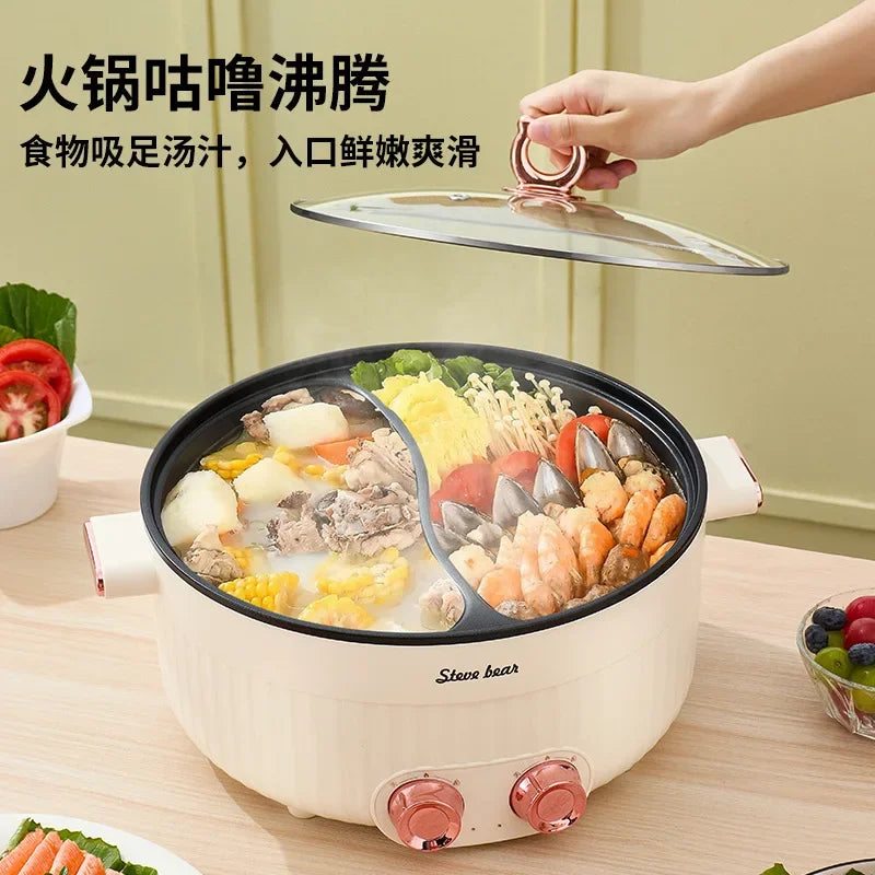Multi-Functional 2 Compartment Non Stick Electric Hot Pot Boiler
