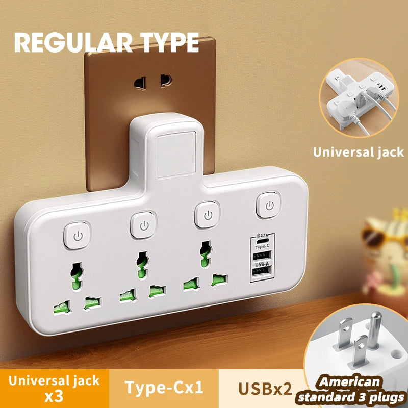 Multifunctional Wall Plug Socket With Night Light