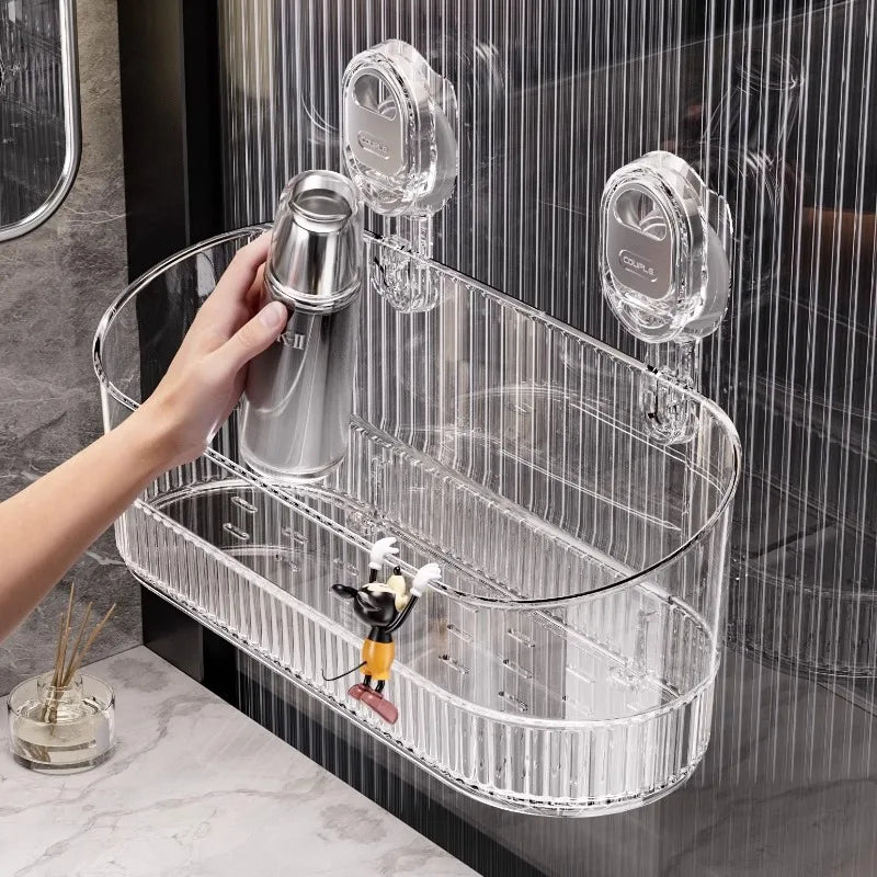 Wall-Mounted Suction Cup Bathroom Organizer