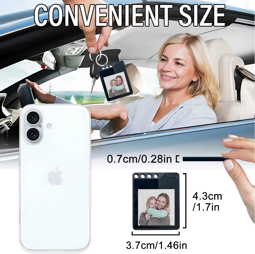 Smart E-Ink Photo Tag Keychain with GPS Tracker