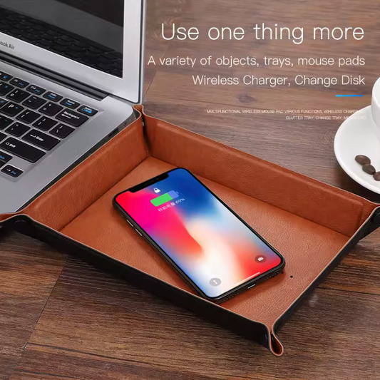 Foldable Mouse Pad Tray with Wireless Phone Charging