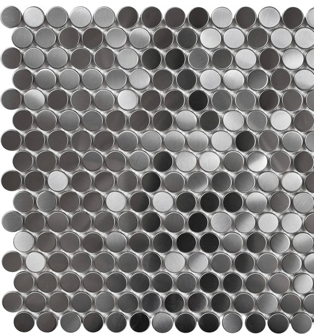 Silver Penny Round Mosaic 3D Wall Tile