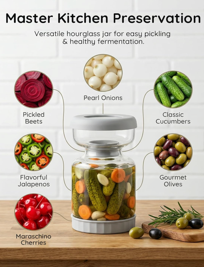 Double Layer Drain Design Glass Pickle Jar