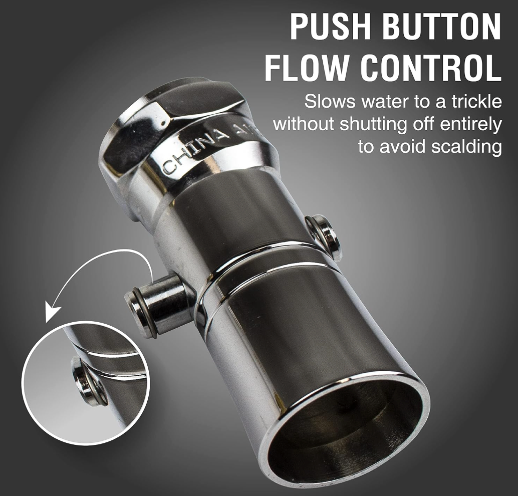 Water Saving Showerhead With Push Button Flow Control