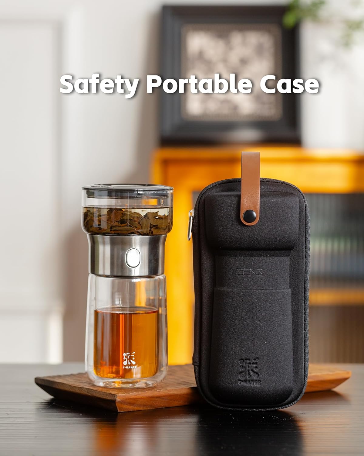 Portable Double Wall Glass Tea Cup With Infuser