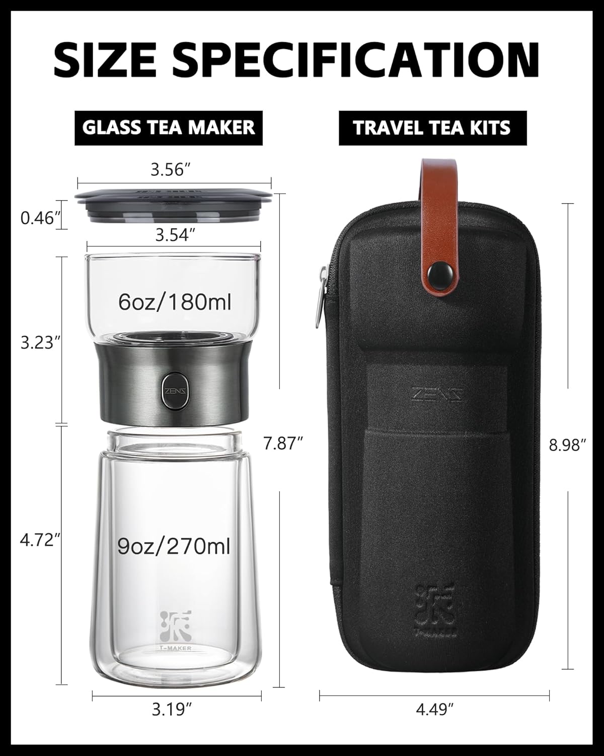 Portable Double Wall Glass Tea Cup With Infuser