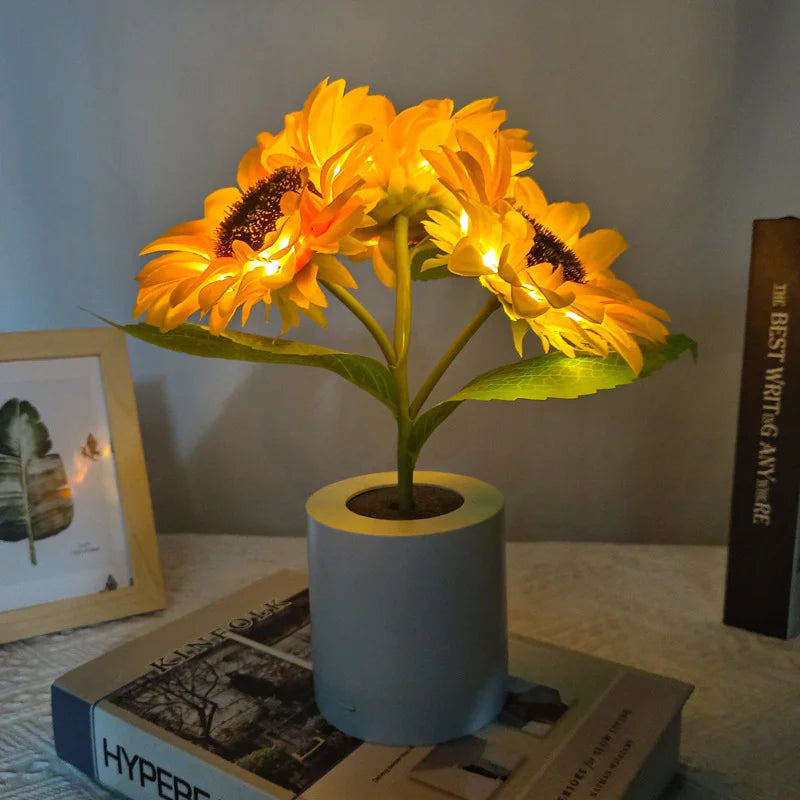 Wireless Sunflower Night Light Lamp (3 Flower Heads)